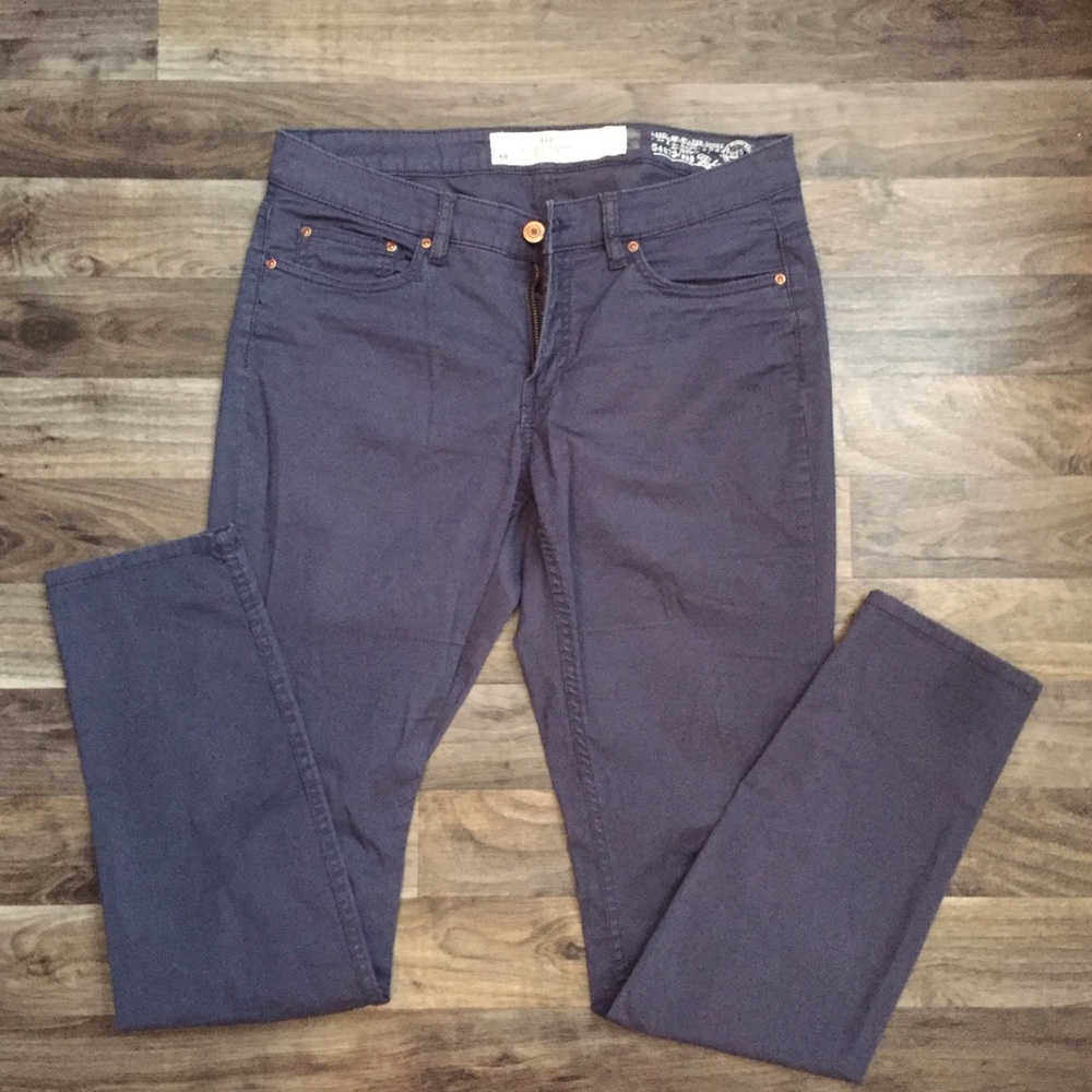H&M L.O.G.G straight leg chinos, blue, size 10.